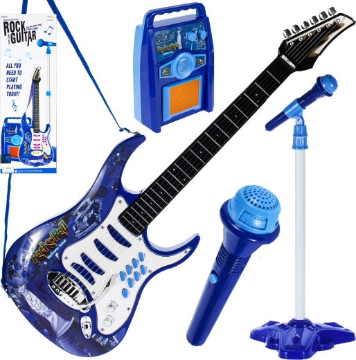 Elektrische gitaar met vermogensversterker – blauw