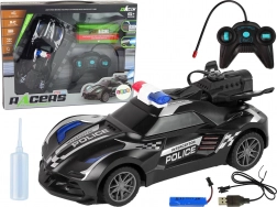 Rc politiewagensportauto met stoom-effect – zwart