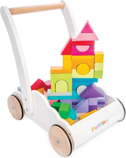 Le Toy Van houten loopwagen Rainbow cloud met blokken