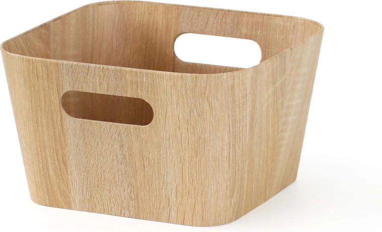 Opbergmand met houtlook 27 × 27 × 16 cm