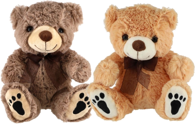 Pluche zittende teddybeer 25 cm, 2 kleuren - 1 stuk