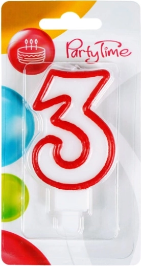 Verjaardagskaars cijfer 3 rood