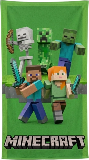 Sneldrogende kinderhanddoek Minecraft Green Attack 70 × 140 cm