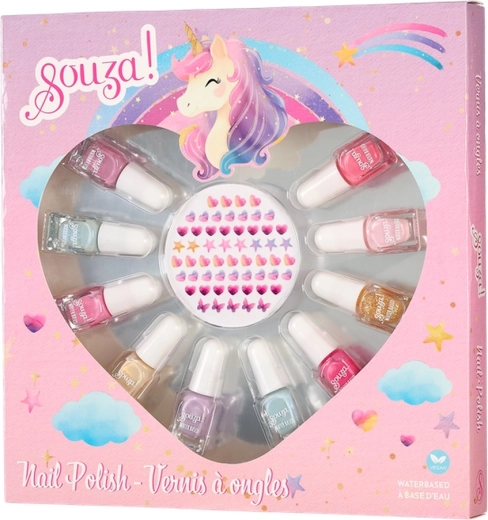 Souza! cadeauset met nagellakken en eenhoornstickers – 10 kleuren