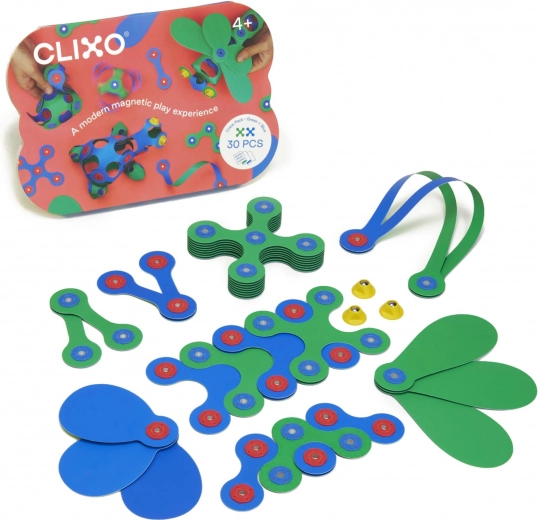 clixo crew blauwe en groene magnetische bouwset 30 stuks