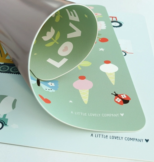 a little lovely company placemat joy – groene vinyl kinderplacemat met antislip