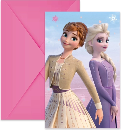 Uitnodigingen en enveloppen Disney Frozen 2 Wind spirit (6 stuks)