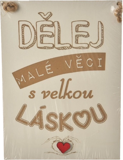 Houten decoratief bord „Doe kleine dingen” 20 × 28 cm