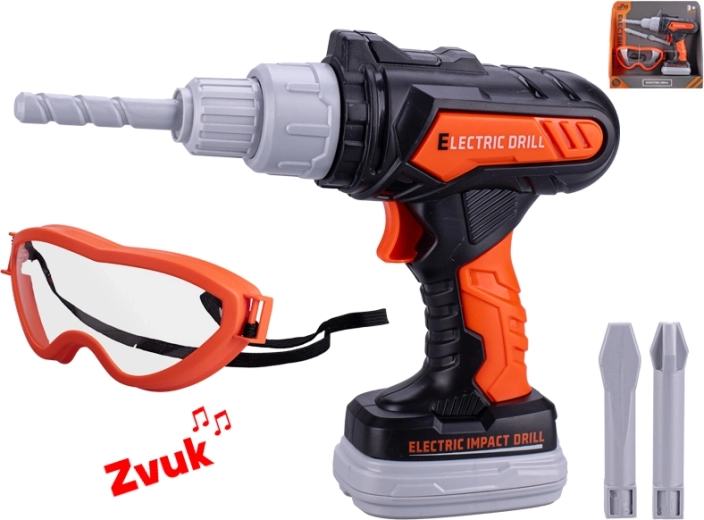 Kinderklopboormachine op batterijen met geluiden en bril