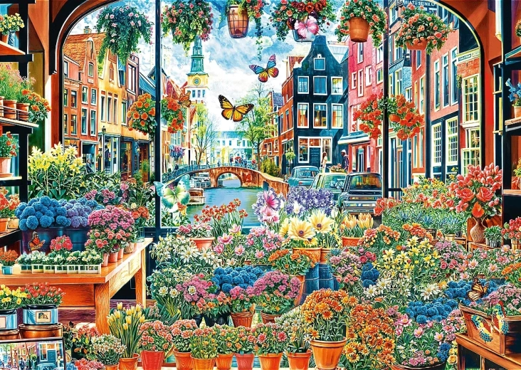 Puzzle TREFL Bloemenwinkel in Amsterdam 2000 stukjes