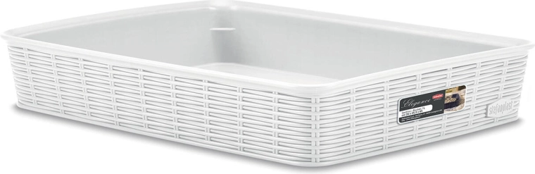 elegante witte kunststof mand 35,5 × 26 × 6 cm