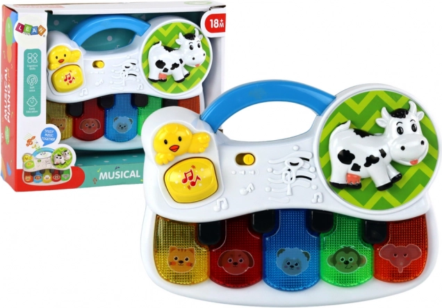 muzikaal kinderpiano met diertjes, lichtjes en geluiden