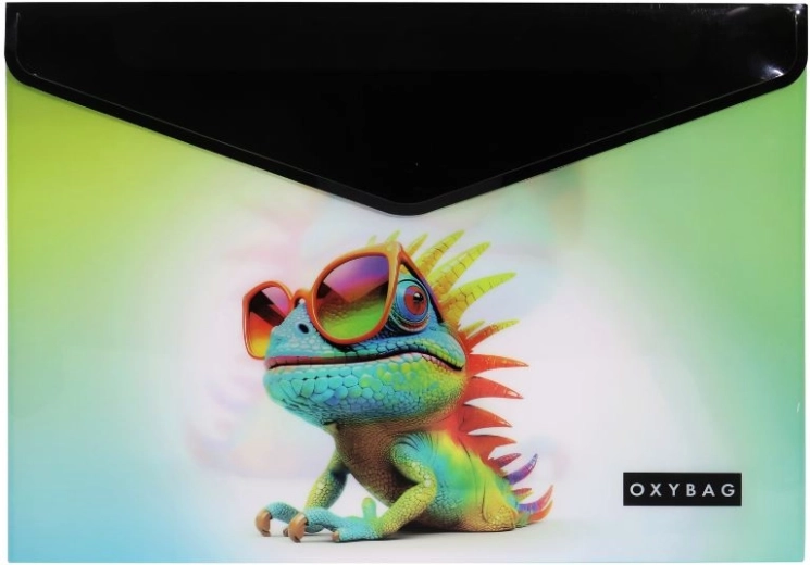 Map met drukknoop A4 Crazy Animals: Kameleon