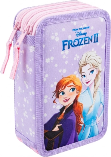 Driedelige, volledig uitgeruste schoolpennenzak Frozen II Het ijskoninkrijk, roze-paars