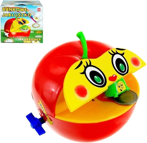 Spaarpot appel met automatische muntinworp