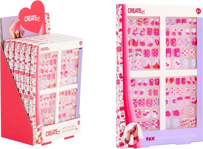 Create It! kleurrijke zelfklevende nagels voor kinderen (96 stuks)