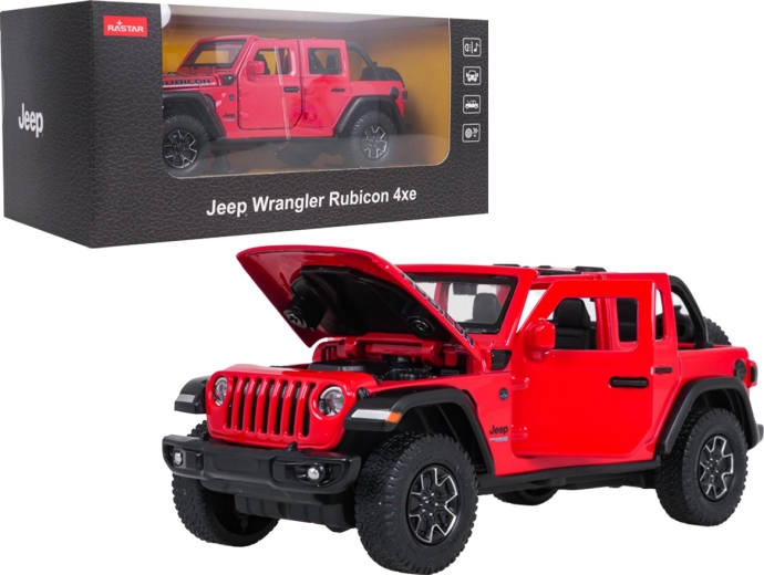 Metalen model Jeep Wrangler Rubicon 1:32 rood RASTAR