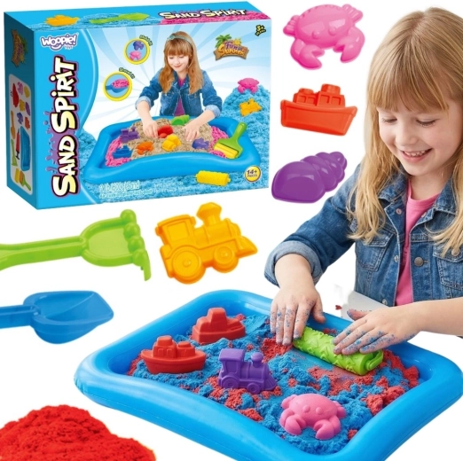 Woopie Sand Spirit kinetisch zand – set met opblaasbaar badje en vormpjes 3+