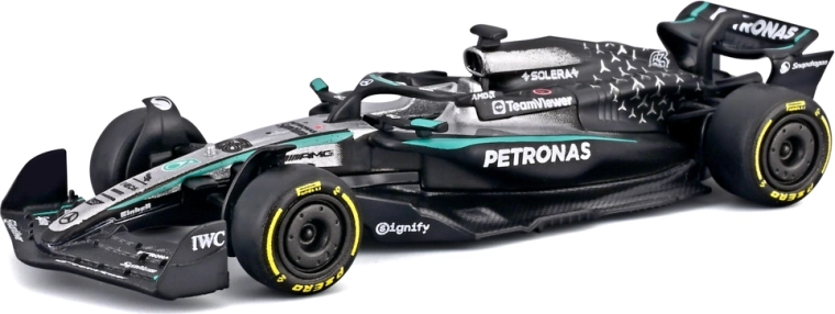 Bburago model Formule 1 Mercedes-AMG Petronas W16 (2025) George Russell #63 1:64 in blisterverpakking