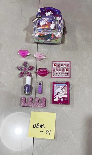 Stylistische kinderset met cosmetische rugzak