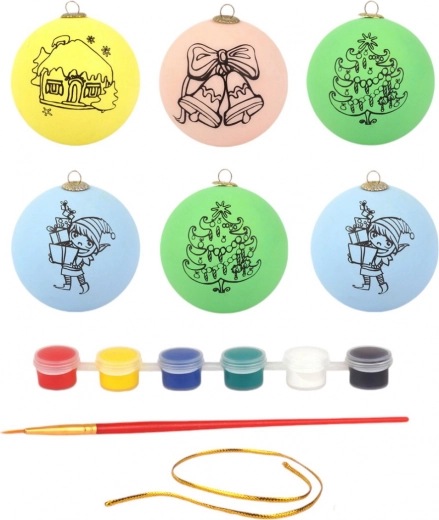 Set kerstornamenten met verf