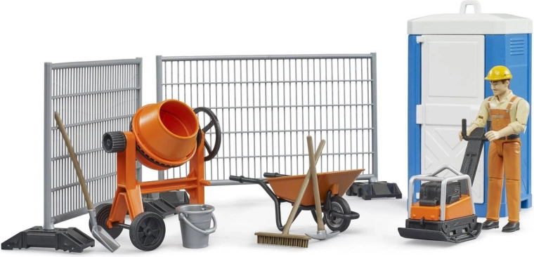 BRUDER bouwset met betonmixer, figuur en gereedschap
