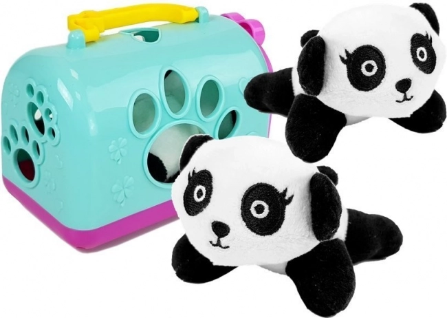 Mini pluchen panda met draagbare box