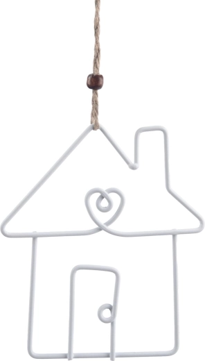 Hangdecoratie huisje wit 14 cm