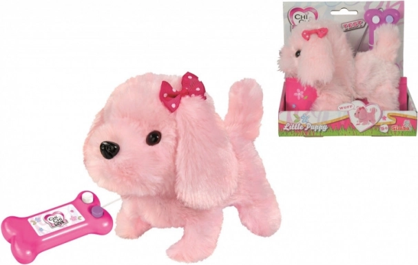 Chi Chi Love Schattige puppy met kabel, roze, 17 cm