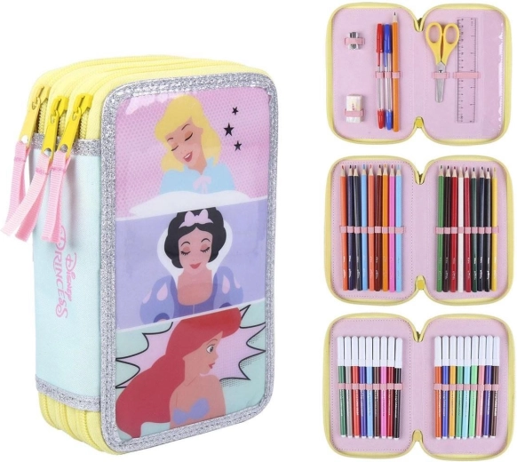 Uitgeruste drielaagse etui Disney Prinsessen