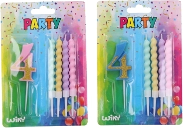 Feestkaars nummer 4 met 4 kaarsen