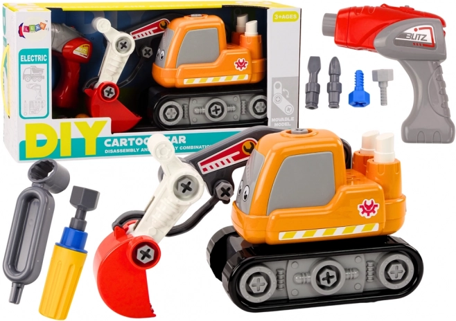 Opvouwbare kinder graafmachine met rupsbanden oranje