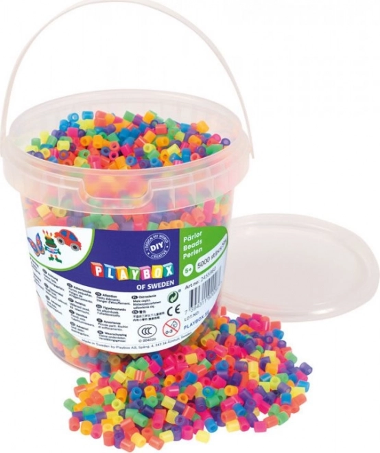 Strijkkralen in emmer neon 5000 stuks