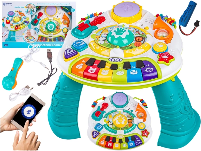Multifunctioneel educatief muziektafeltje voor kinderen met pianootje en microfoon