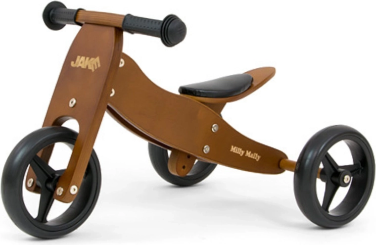 Milly Mally houten loopfiets en driewieler Jake 2-in-1 Dark Natural