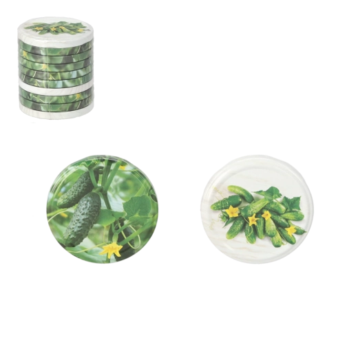 Set van weckdeksels 82 mm met komkommermotief, 10 stuks