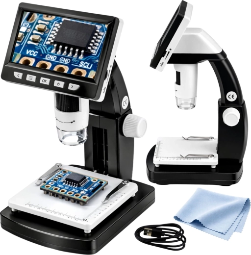 Digitale LCD-microscoop 4,3" met LED-verlichting en vergroting tot 1000×