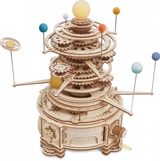 Houten mechanisch model van het zonnestelsel ROKR Orrery 3D-puzzel