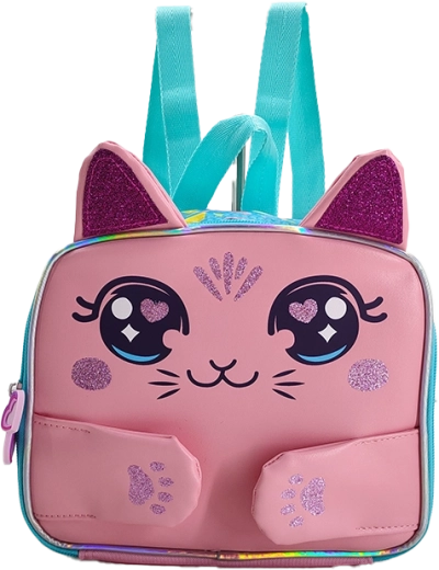 Kinder rugzak 3D roze kat 24 cm