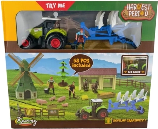 Boerderijset met tractor met licht en geluid