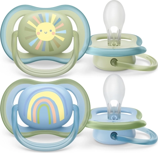 Philips Avent fopspeen Ultra Air met regenboogmotief, 0–6 maanden, 2 stuks