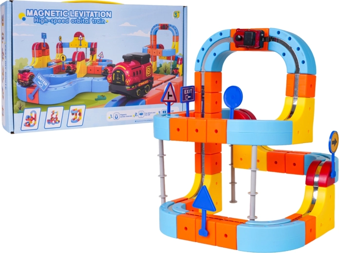 Kleurrijke magnetische antizwaartekrachtbaan met treintje 105 onderdelen