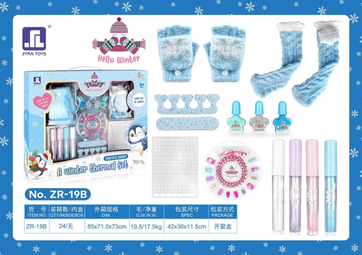Winterse geschenkset met sokken en kindercosmetica