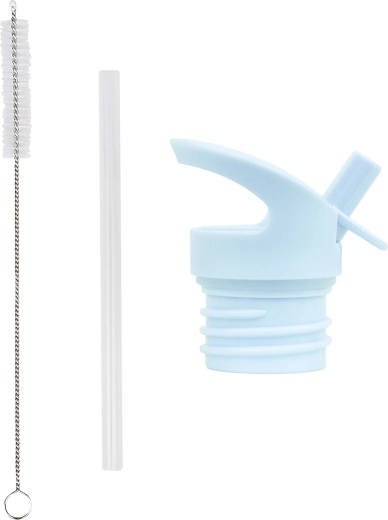 A Little Lovely Company set met dop, borstel en rietje voor RVS drinkfles (flip-top)
