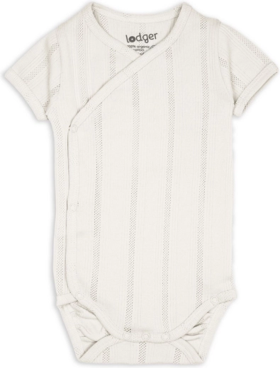 Lodger baby overslagromper met korte mouw Pointelle Cream, maat 56