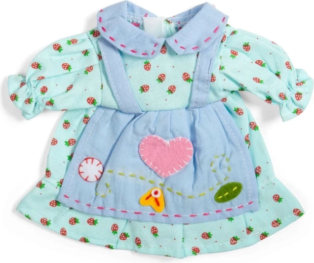 Bigjigs Toys blauwe jurk met aardbeien voor een pop van 28 cm