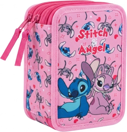 Driedelige, volledig uitgeruste schooletui Lilo & Stitch Stitch en Angel, roze