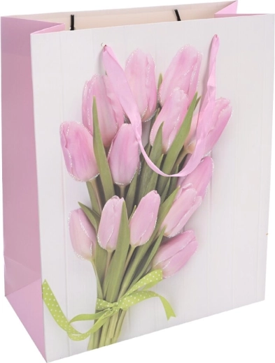 Cadeaupapieren tas met tulpenmotief 26 × 10 × 32 cm