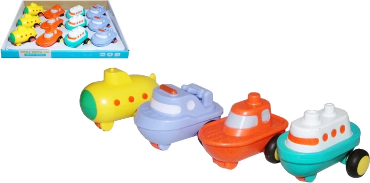 Kleurig plastic bootje voor kinderen met frictieaandrijving