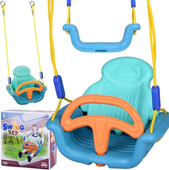 Comfortabele kinderswing met rugleuning en dwarsbalk